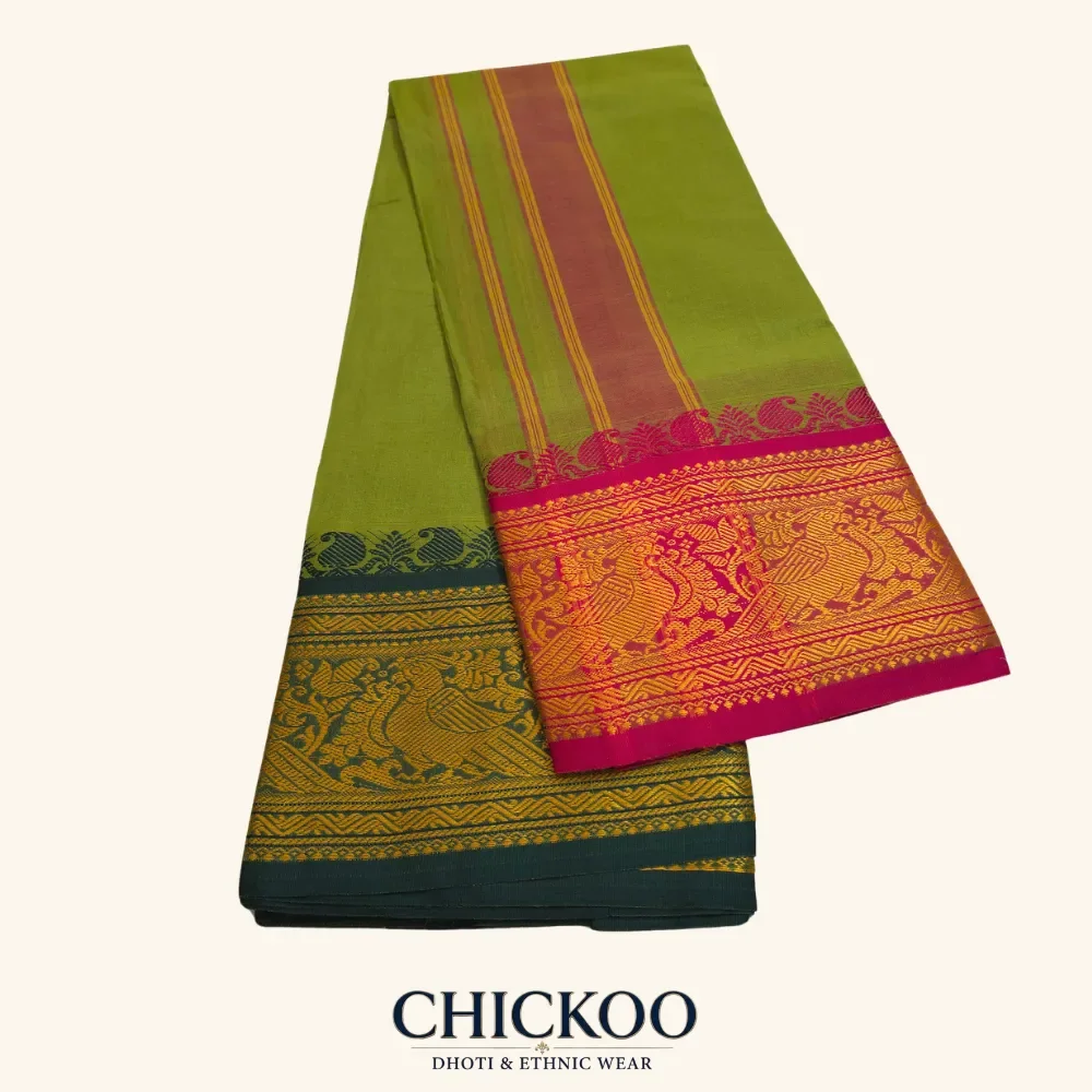 Mint Green colour dhoti 8 Inch border - Assorted border Colours and designs 2
