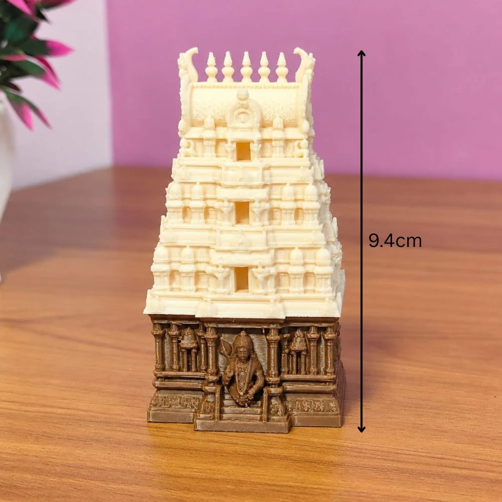 Lord Murugan Temple Gopuram Kumkum Holder-Ivory 5