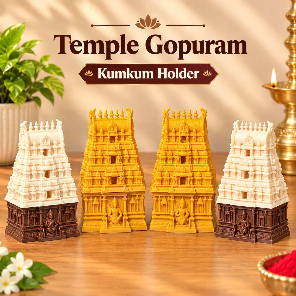 Temple Gopuram Kumkum Holder