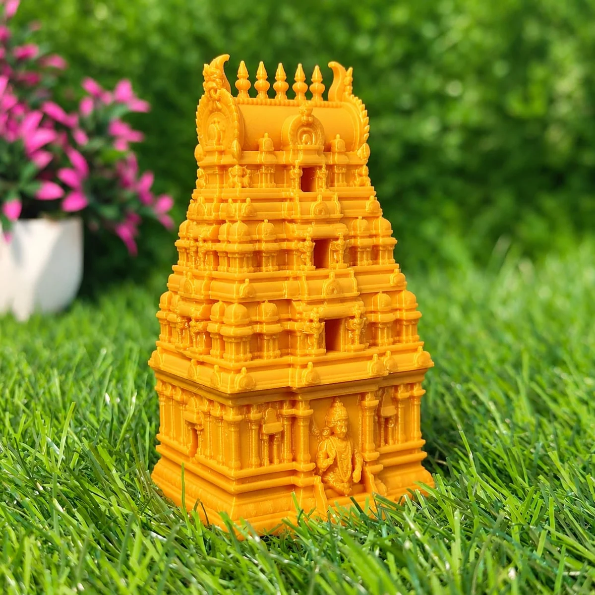 Lord Murugan Temple Gopuram Kumkum Holder-Gold