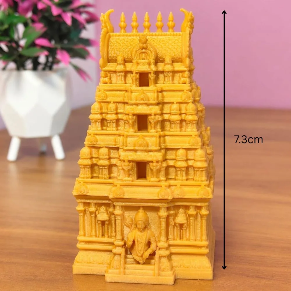 Lord Murugan Temple Gopuram Kumkum Holder-Gold 4