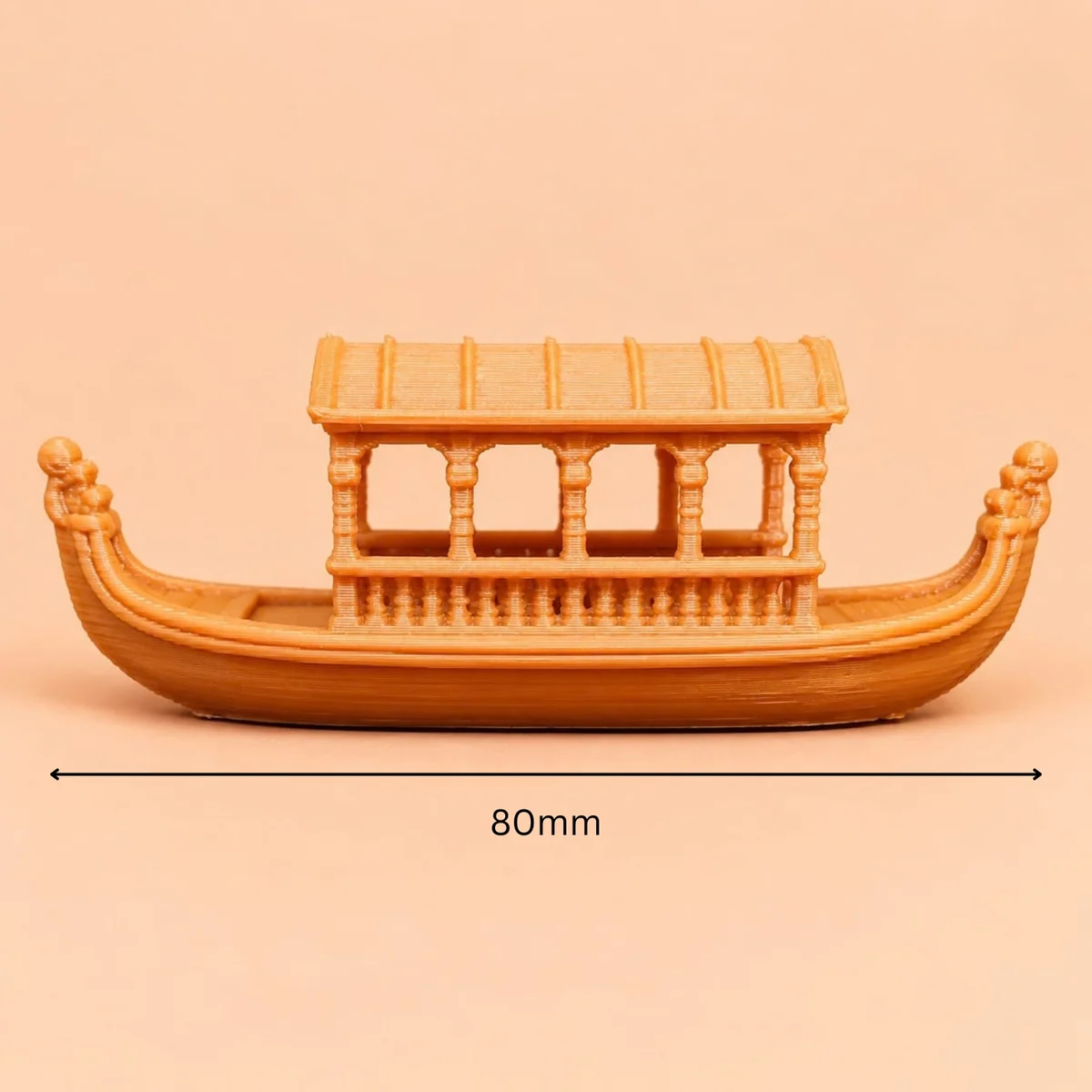 3D Brown Houseboat with Oars 50mm,80mm 6