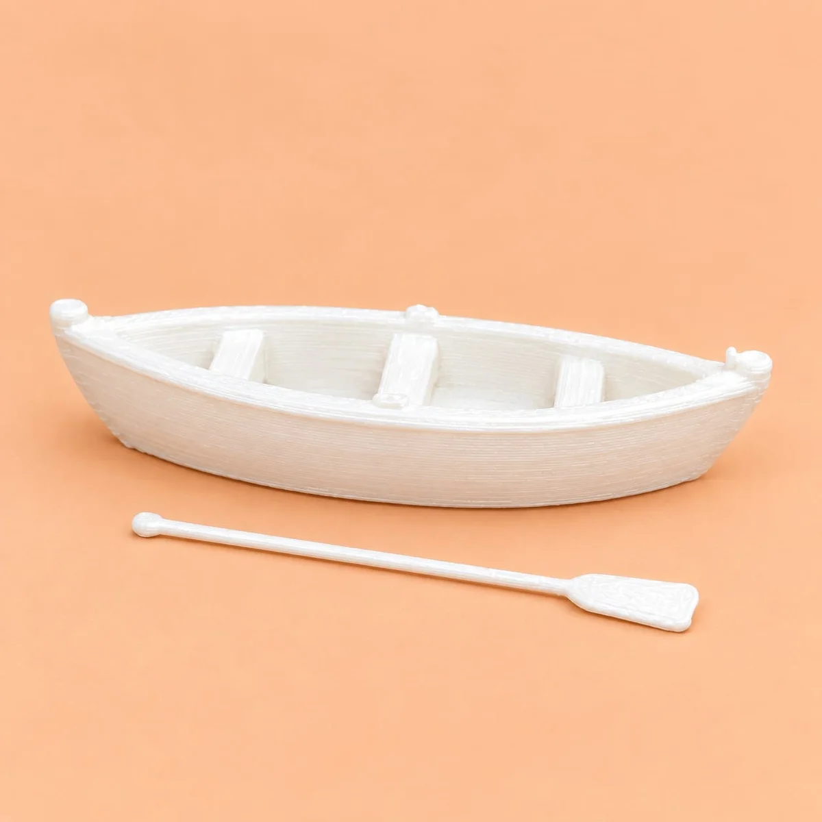 3D white Simple Boat with Oars 50mm,80mm,100mm