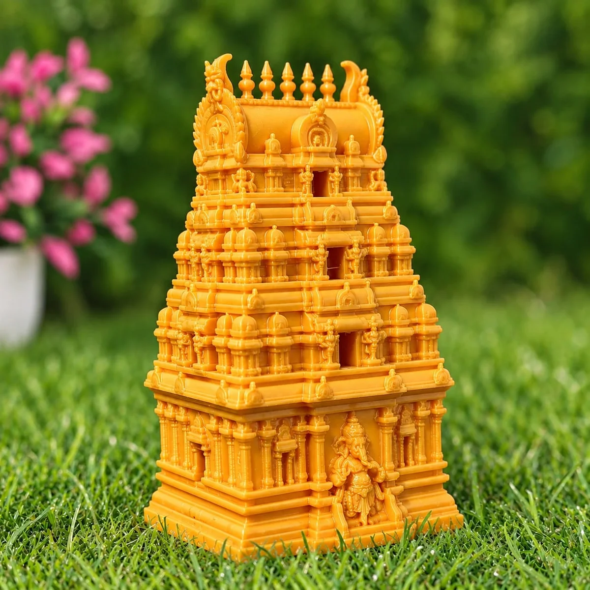 Lord Ganesa Temple Gopuram Kumkum Holder-Gold
