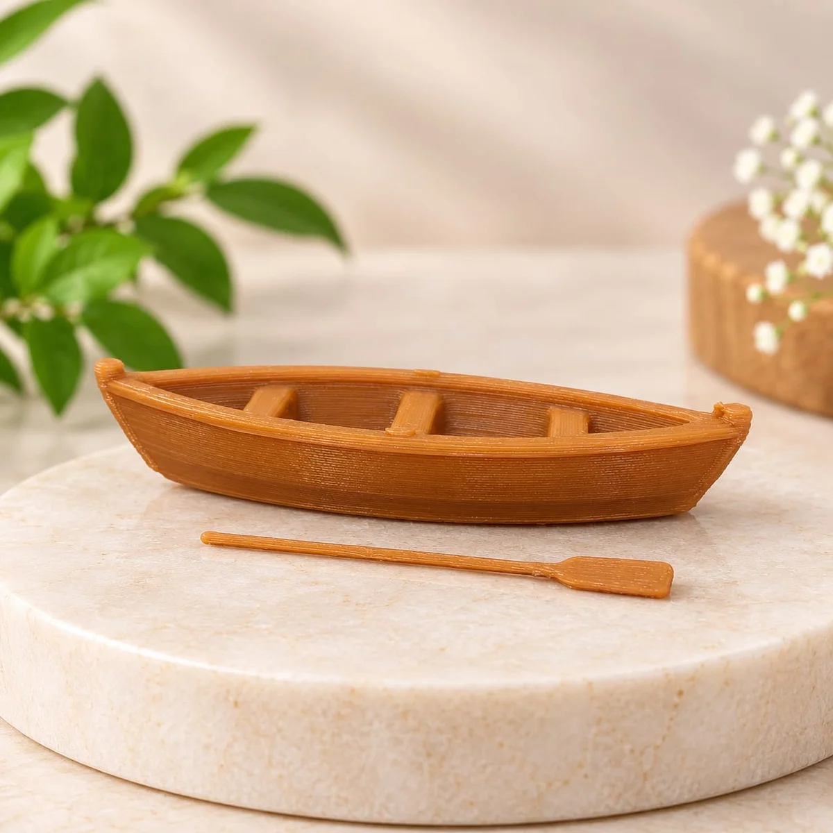 3D Brown Simple Boat with Oars