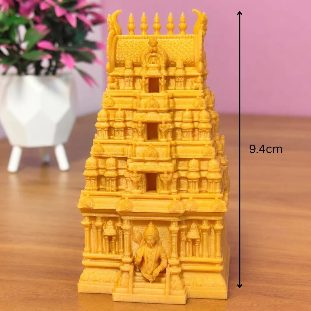 Lord Murugan Temple Gopuram Kumkum Holder-Gold 5