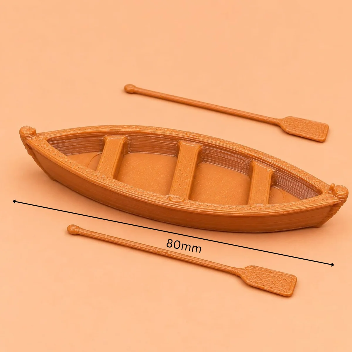 3D Brown Simple Boat with Oars 5