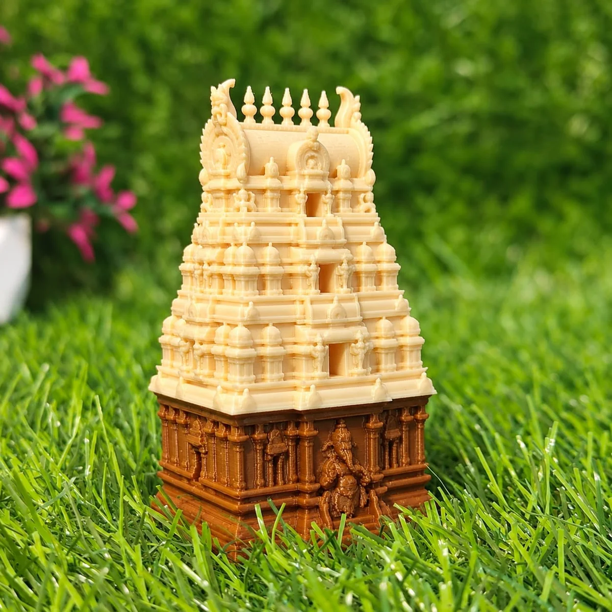 Lord Ganesa Temple Gopuram Kumkum Holder-Ivory