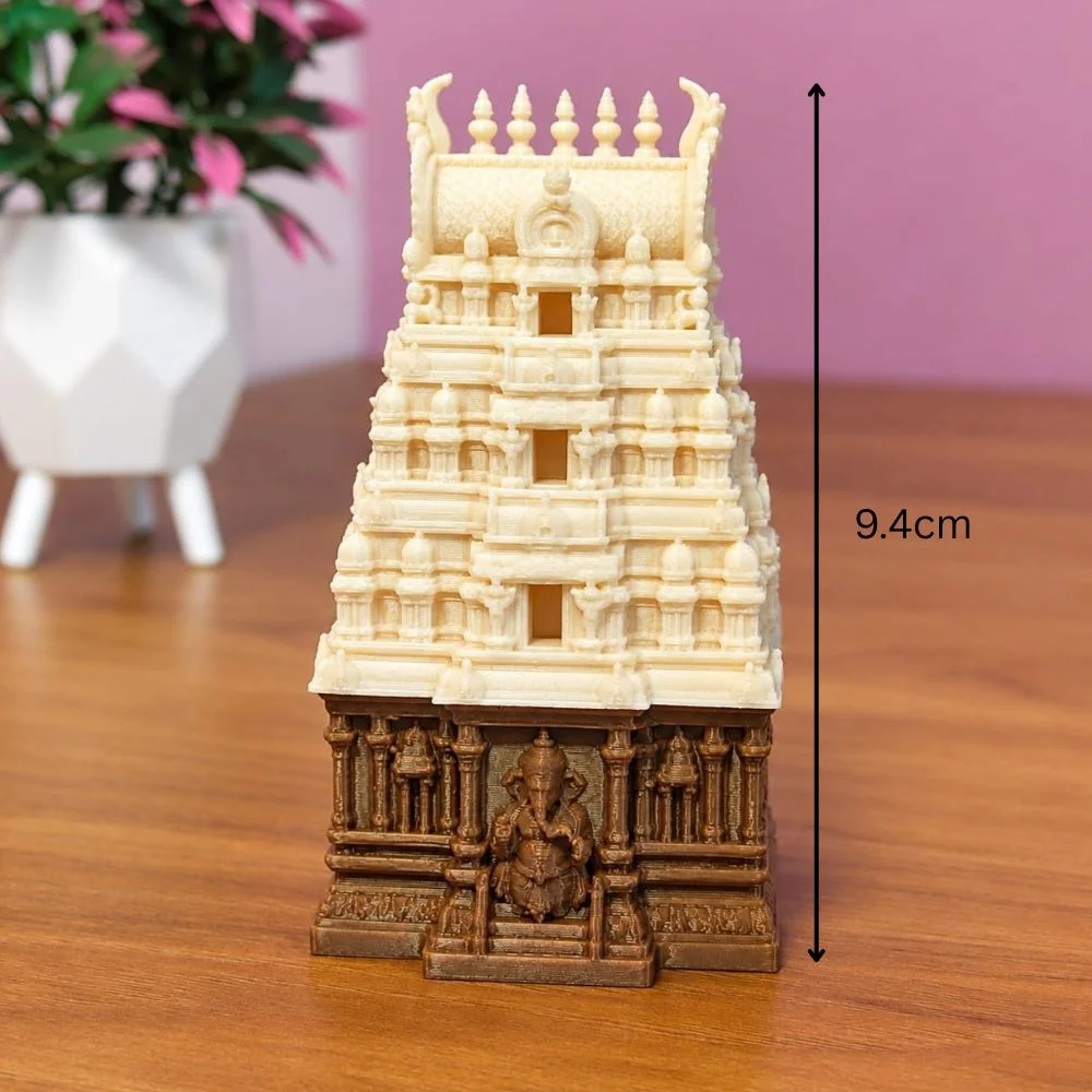 Lord Ganesa Temple Gopuram Kumkum Holder-Ivory 5