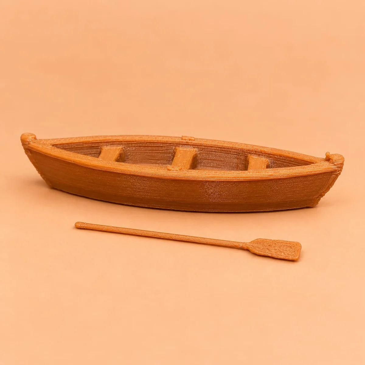 3D Brown Simple Boat with Oars 3