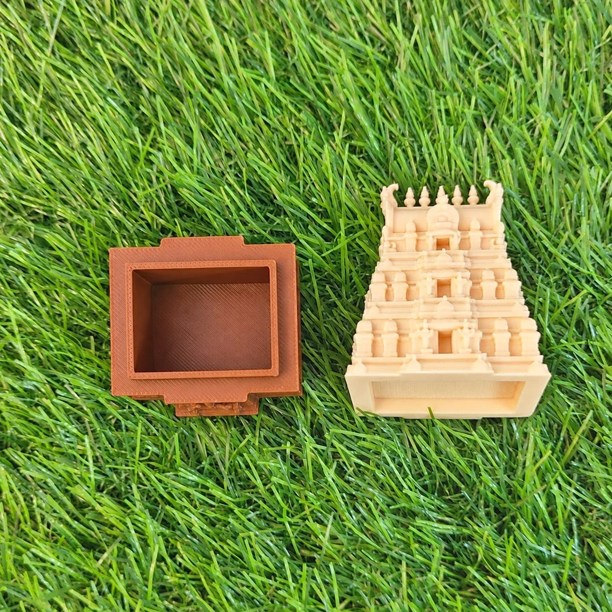 Lord Murugan Temple Gopuram Kumkum Holder-Ivory 2