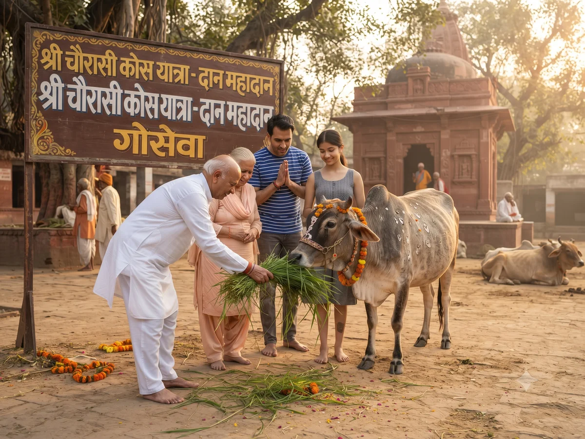 Yatra me jahan bhi Cow Mile Gau Seva karen