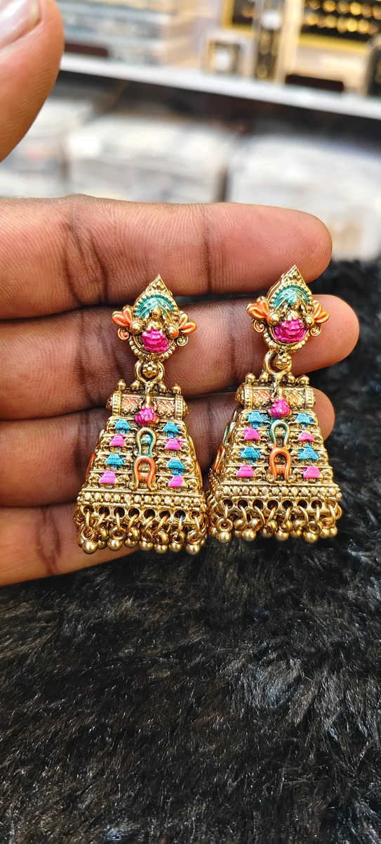 Premium antique temple jhumka