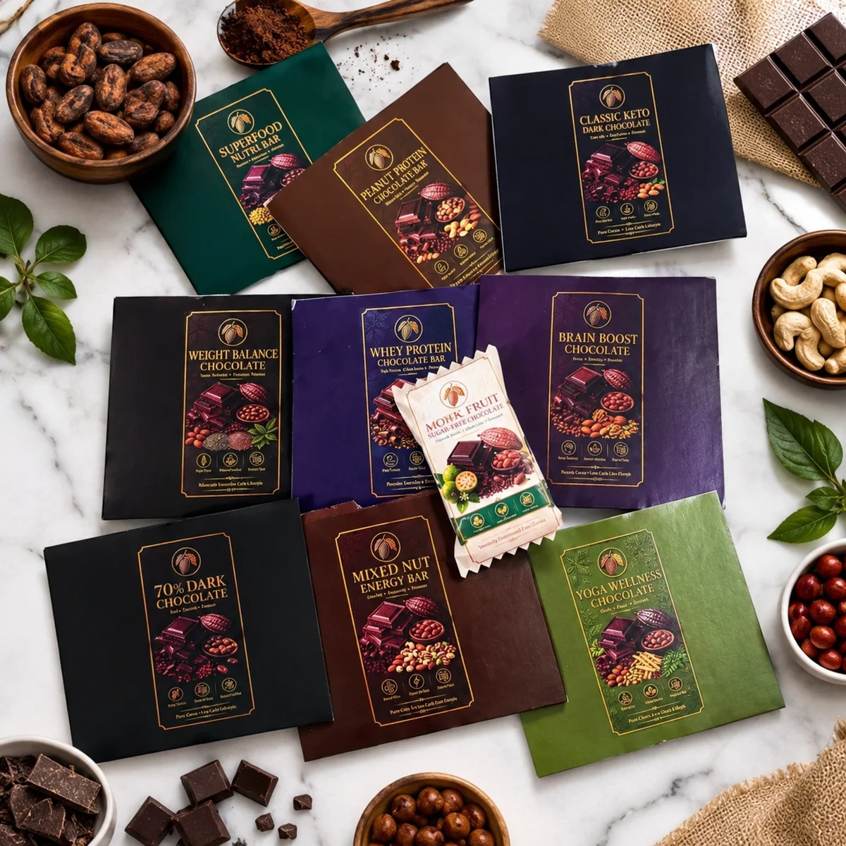 Healthy bar chocolate wrappers (9pcs)