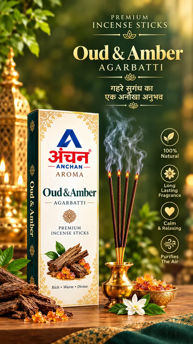 ANCHAN Oud & Amber Premium Agarbatti – Rich & Long-Lasting Fragrance