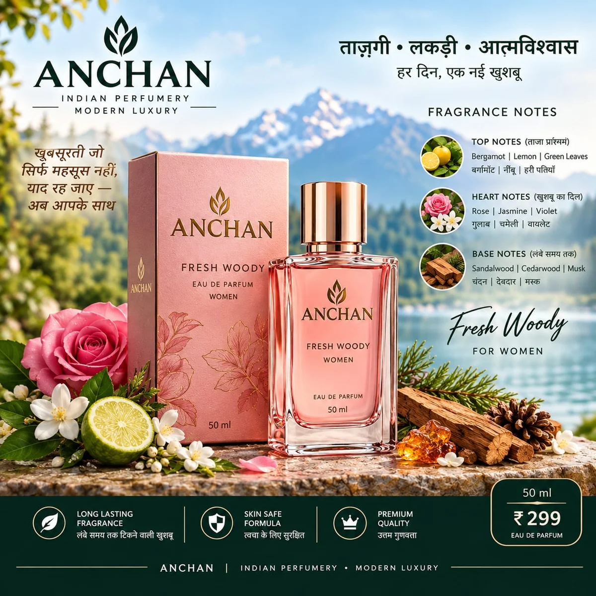 Anchan Fresh Woody Eau De Parfum for Women – 50ml