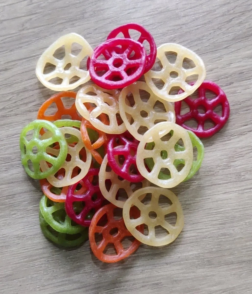 Colored Wheel Fryums 200gm packet MRP 25