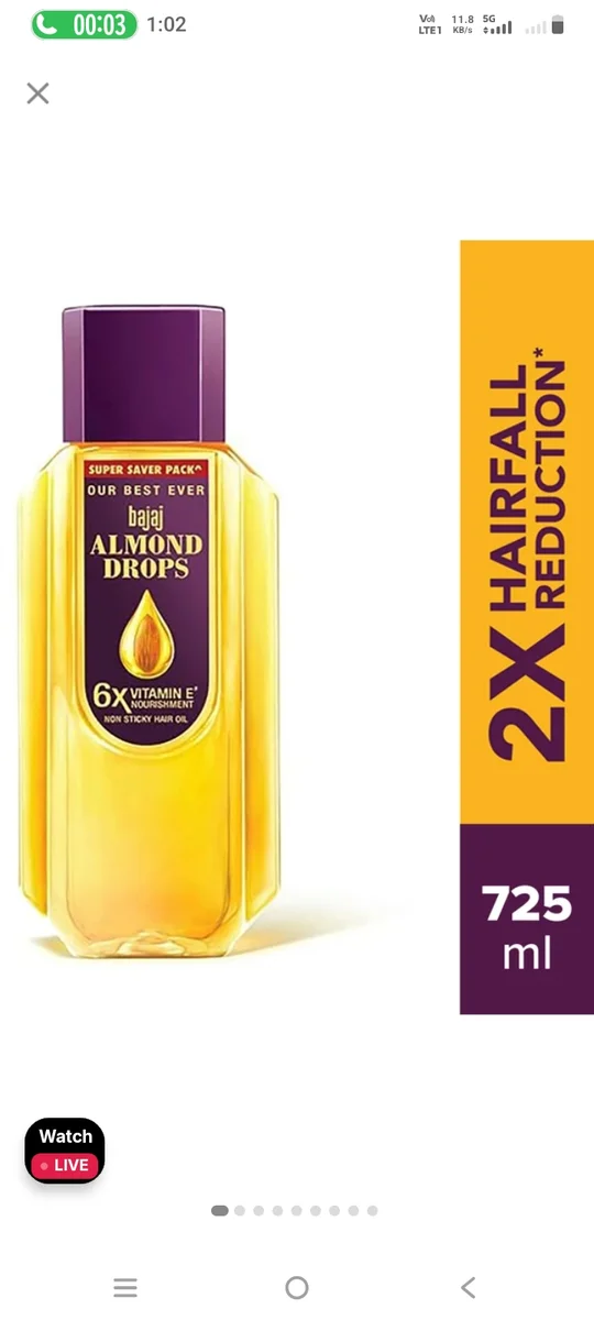 Bajaj almond oil 725ml MRP 750