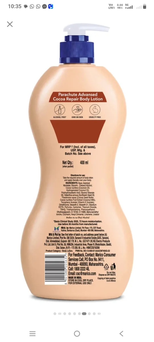 Parachute body lotion 400 ml MRP 515 2