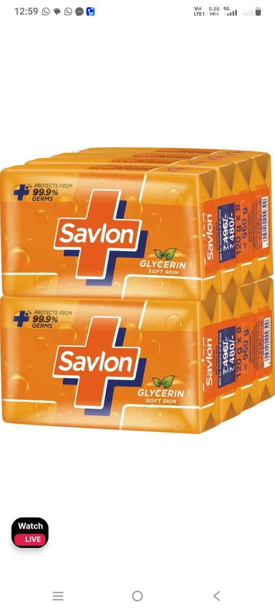 Savlon Glycerin Soap (120gm*8) MRP 480