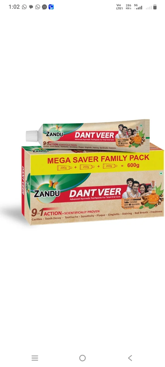 ZANDU Dantveer Toothpaste (200g*3) MRP 390