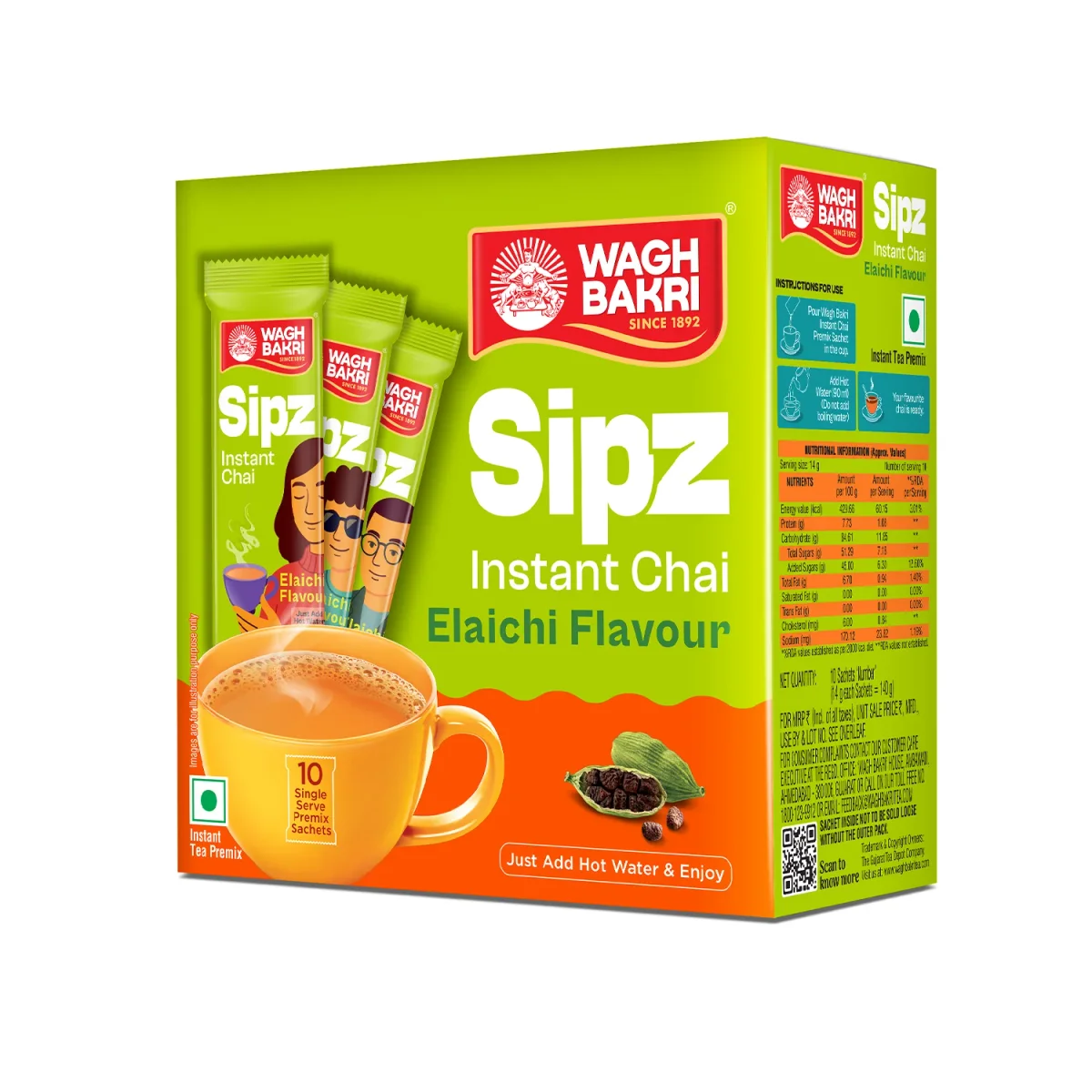 Wagh Bakri Sipz Instant Chai Elaichi Flavour