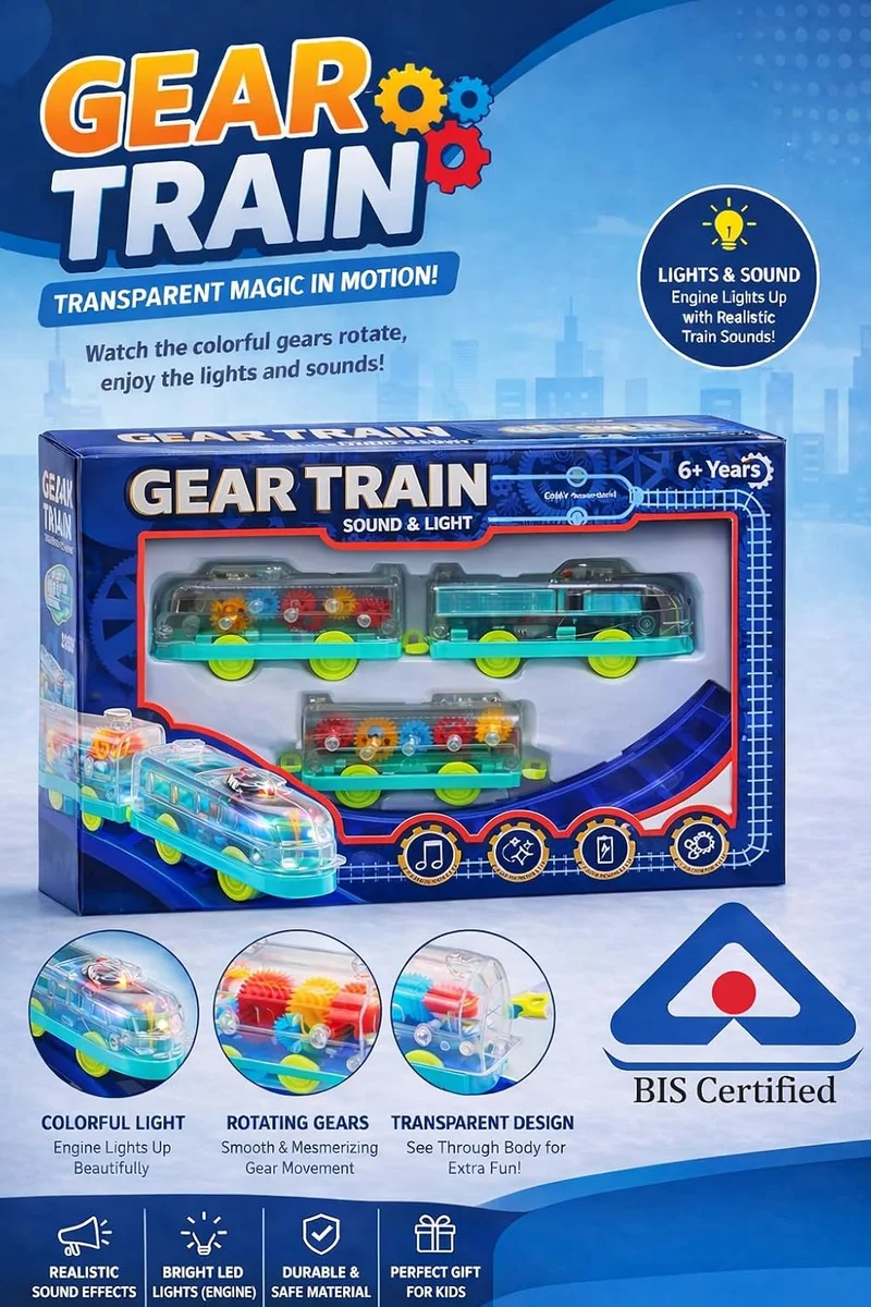 Transparent Electric Toy Train with Lights & Sound
