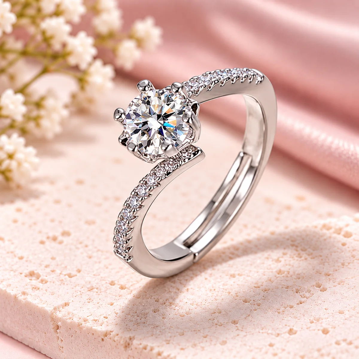 Élan Solitaire Ring Anti Tarnish Silver Plated Ring