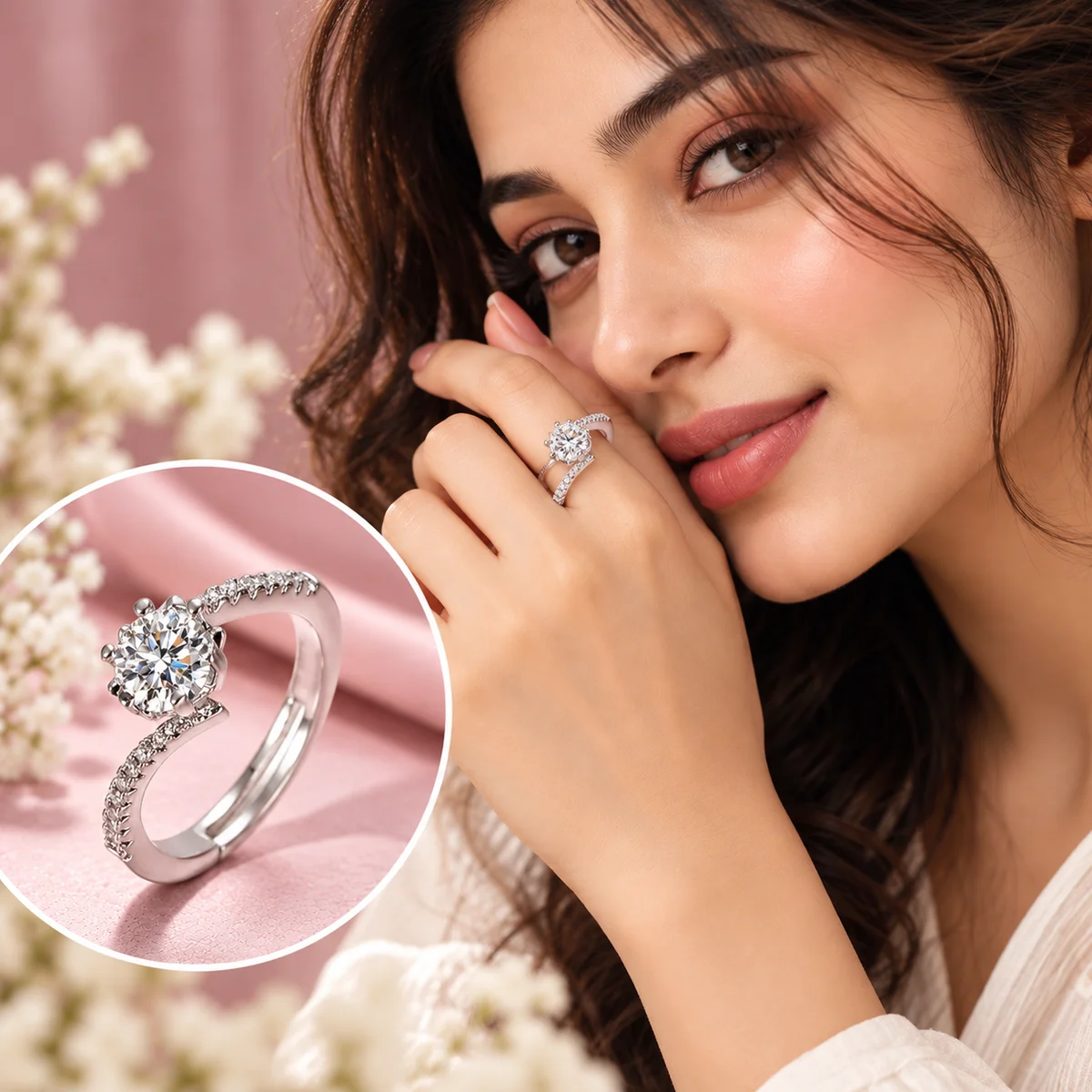 Élan Solitaire Ring Anti Tarnish Silver Plated Ring — photo 2