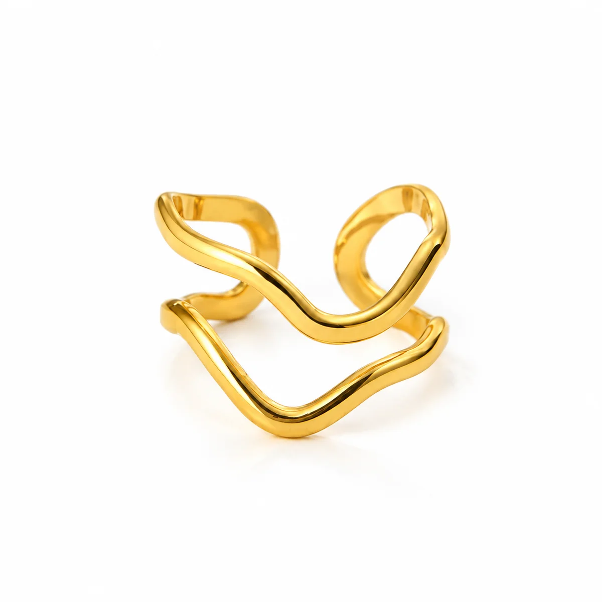 PRAVEA Anti Tarnish Wave Duo Open Ring โ photo 4