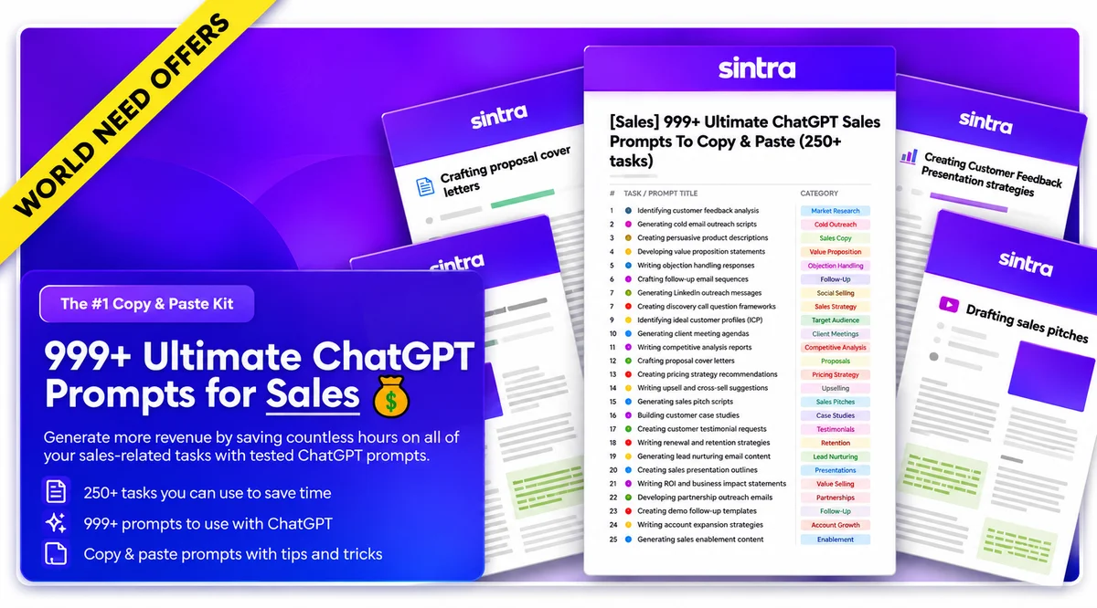 999+ Ultimate ChatGPT Sales Prompts!