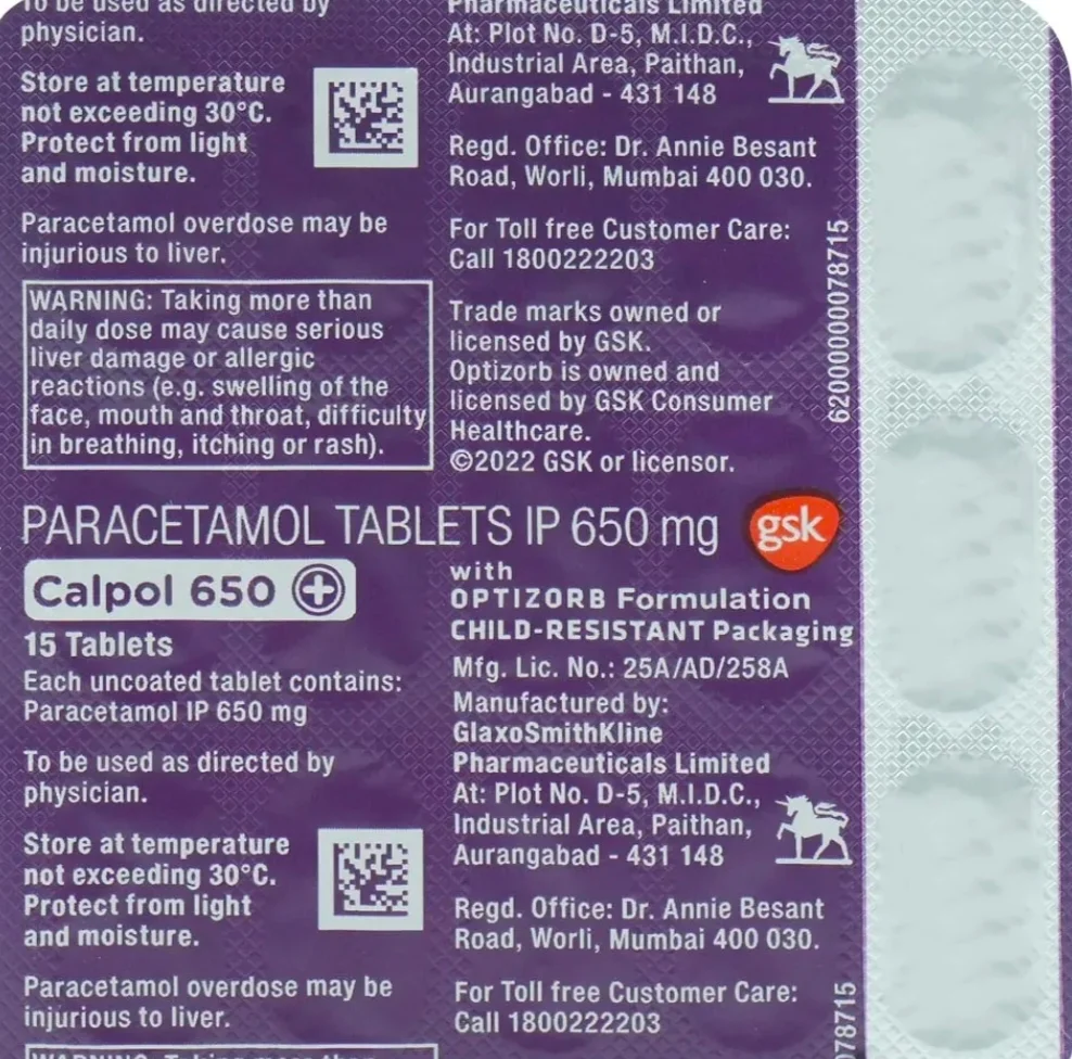 Calpol 650 mg tablet