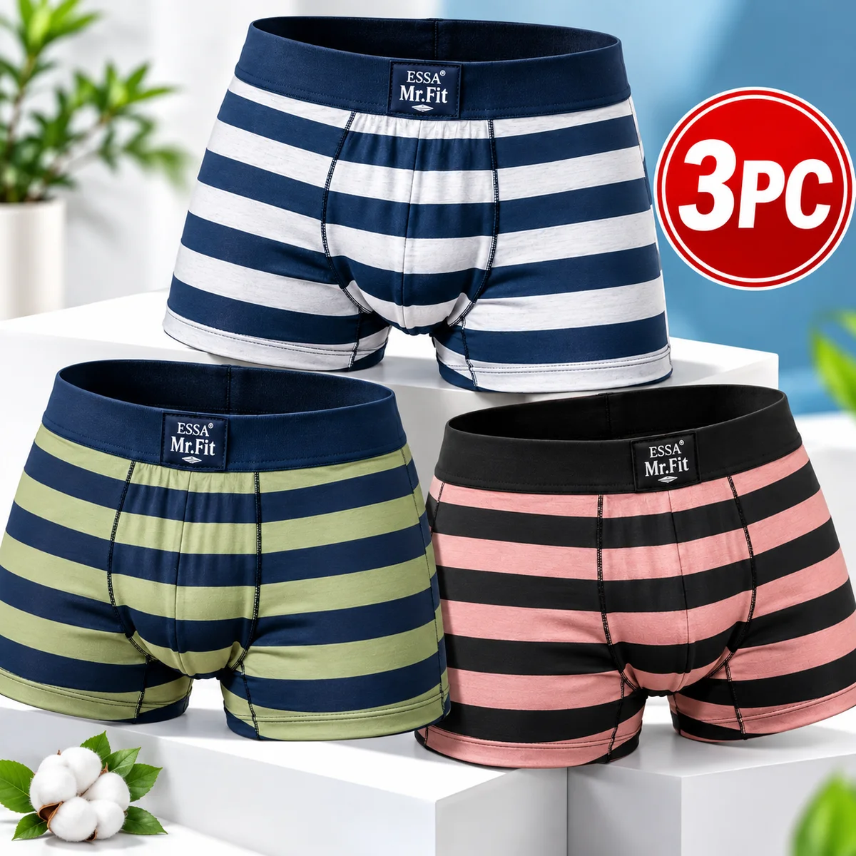 ESSA Mr.Fit Men's Cotton Stretch Trunk | Soft & Comfortable Striped Trunk for Men