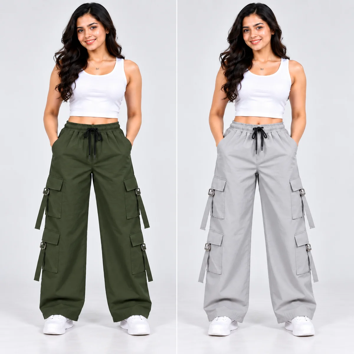 Cargo Palazzo For Women And Girsl Best For Casual Wear 2pc Combo