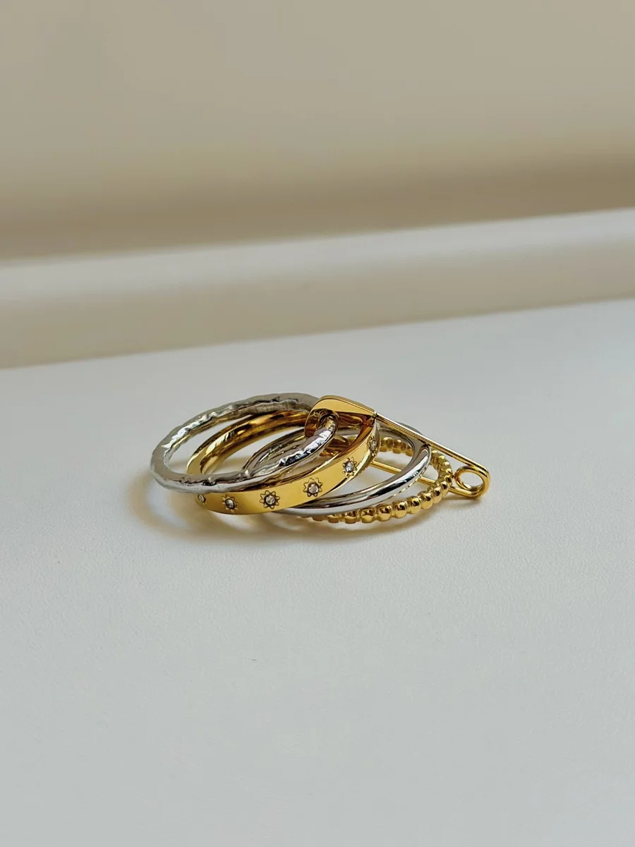 Gilded Stack Charm Ring 3