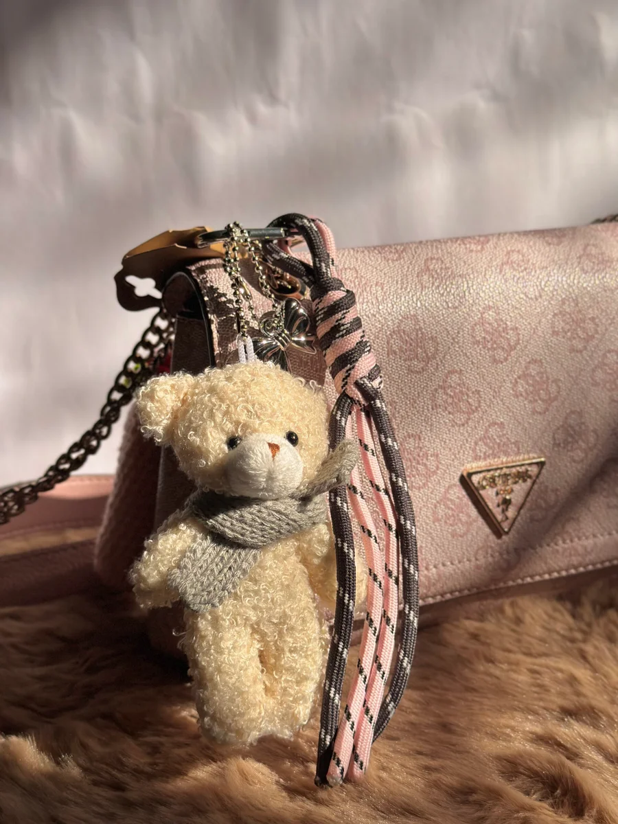 White Teddy Keychain