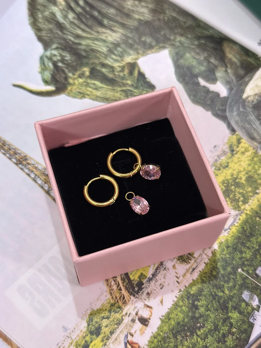 Pink Stone Hoops 4