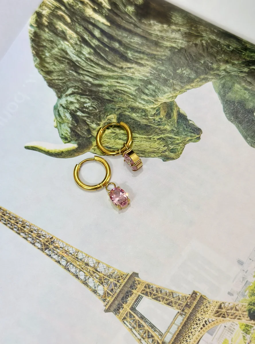 Pink Stone Hoops 2