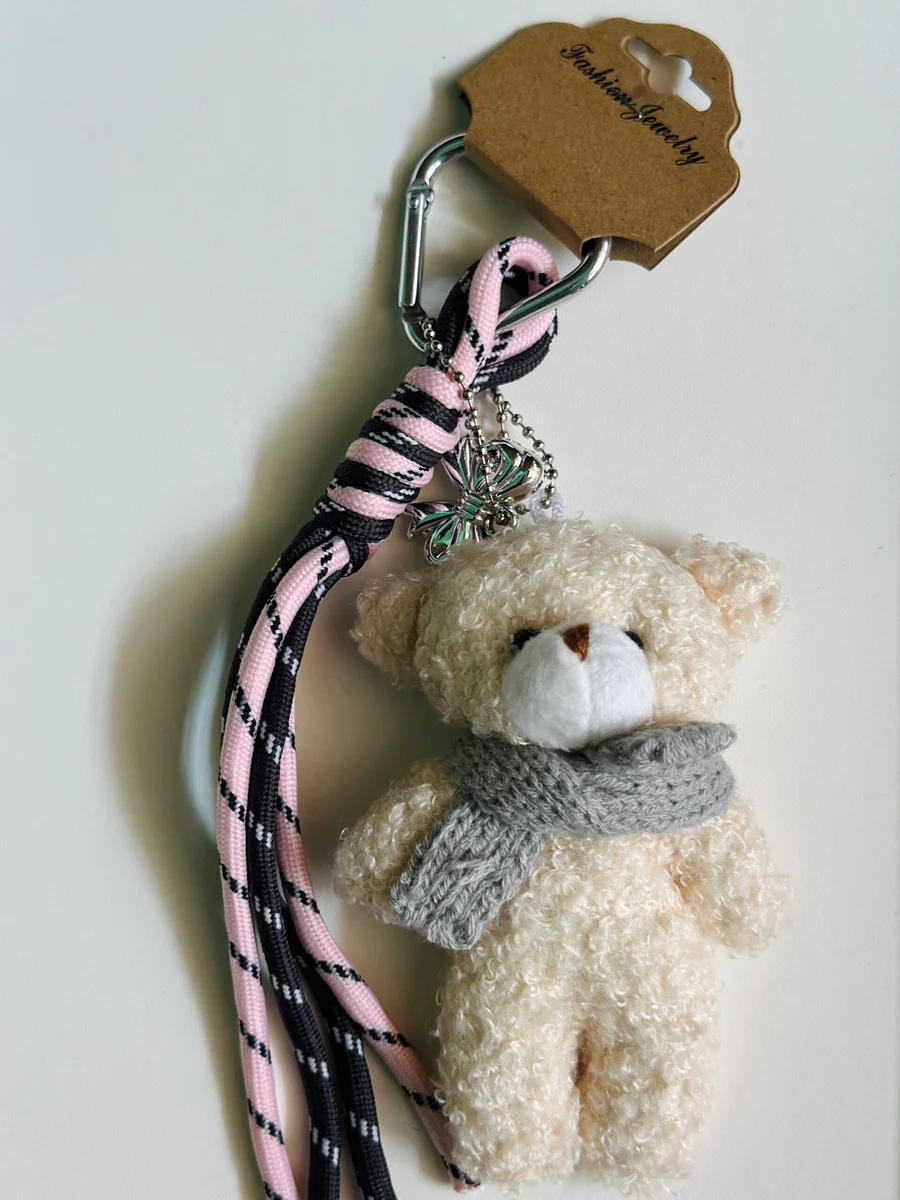 White Teddy Keychain 2
