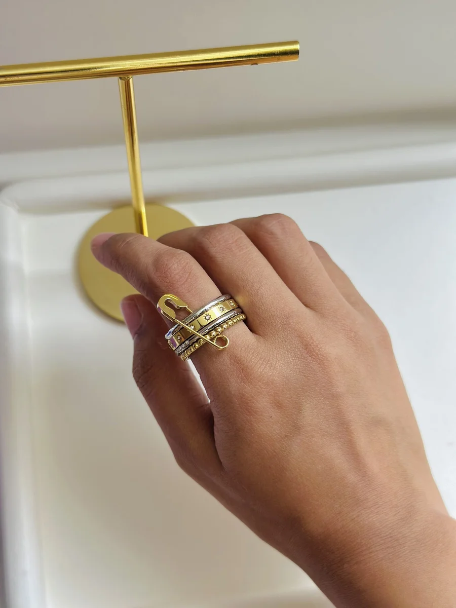 Gilded Stack Charm Ring 2
