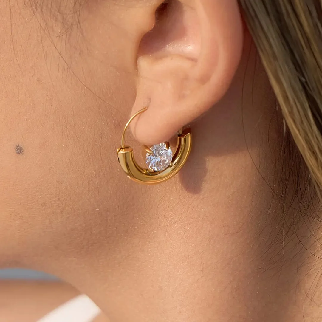Premium Single Stone Hoops 2