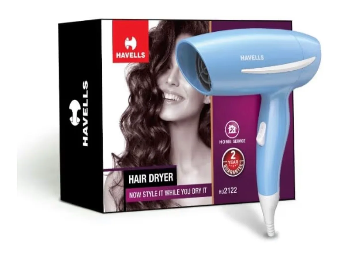 Havells 1000 Watts Hair Dryer, 2 Heat Settings (Hot/Warm), Over Heat Protection | Gentle & Efficient Drying | Style your Hair Perfectly