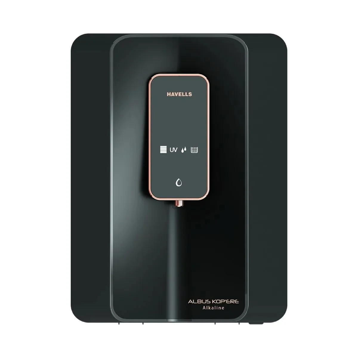 Havells Albus Kopere Alkaline Water Purifier 6L (GHWRAAS015) | RO + UV | 7 Stage Purification | Alkaline pH 8–10 | iProtect Monitoring | Wall Mount | Black