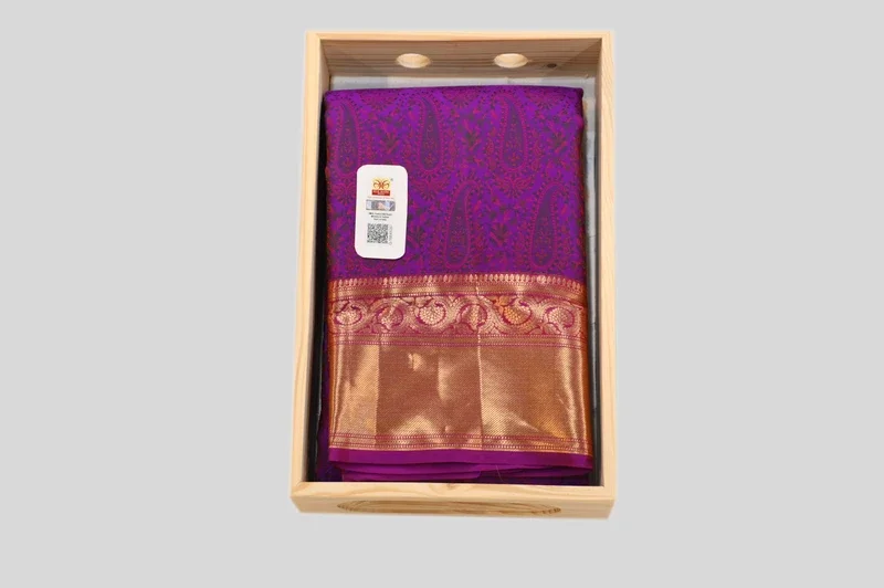 Royal Purple Banarasi Silk Saree with Golden Zari Border