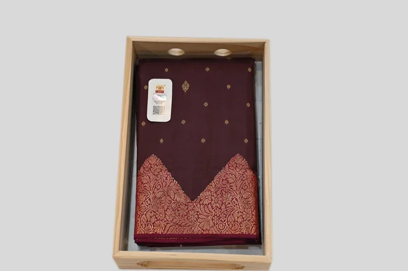 Elegant Maroon Silk Saree with Rich Gold Zari Floral Border
