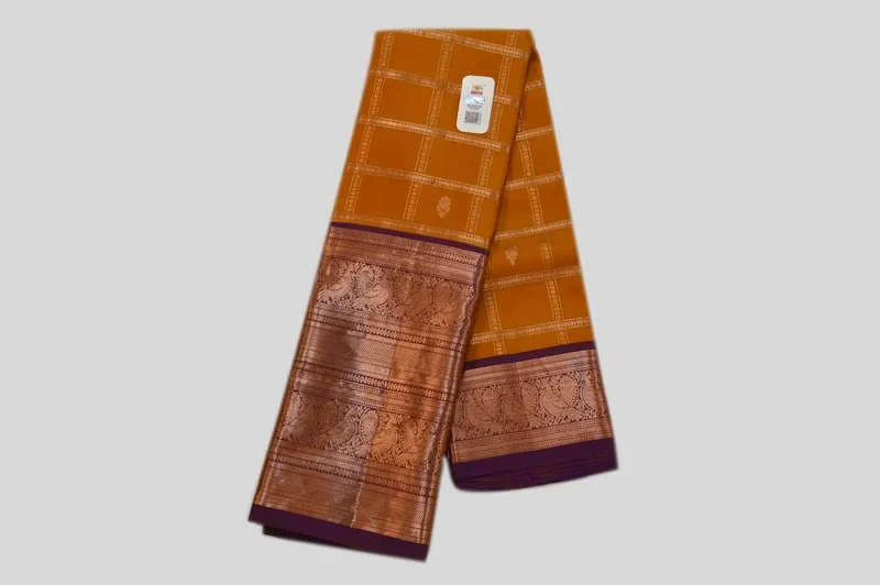 Luxury Mustard Gold Banarasi Silk Saree with Antique Zari Peacock Border