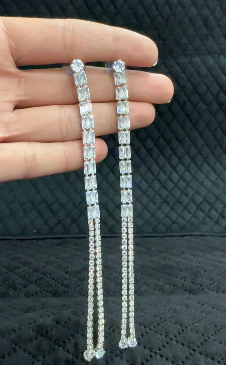 Crystal Luxe Double Chain Drop Earrings