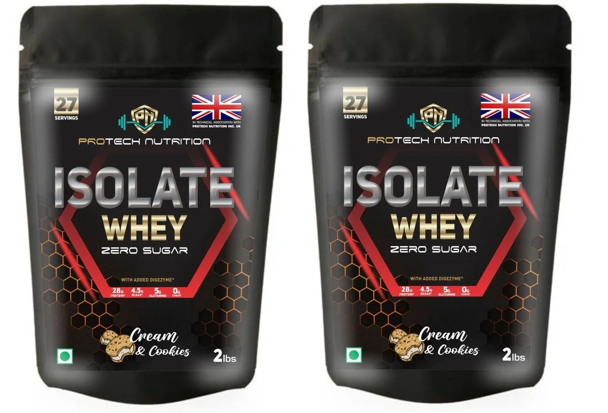 ISOLATE WHEY Zero Sugar Protein Powder Cream & Cookies Flavor 2lbs Pack Of 2