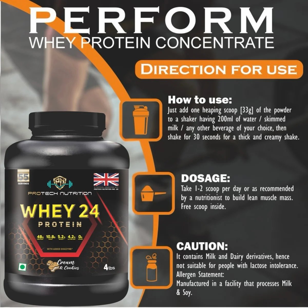 Whey 24 Protein, Sugar Free, Natural and Cafe mocha Flavor 4lbs Mass Gainer Pack Of 2 4