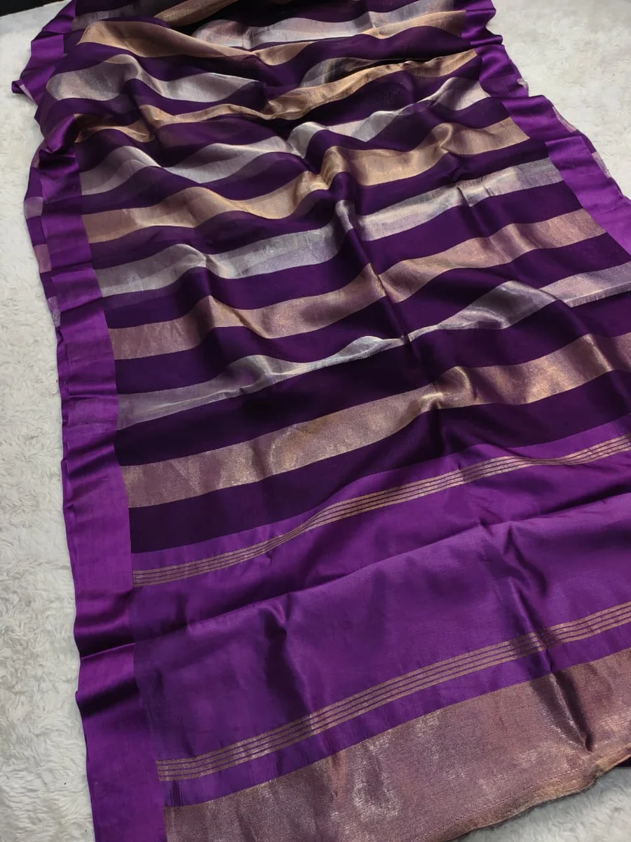 Banarasi Desiner Tissue Silk Saree-/Rich Purple